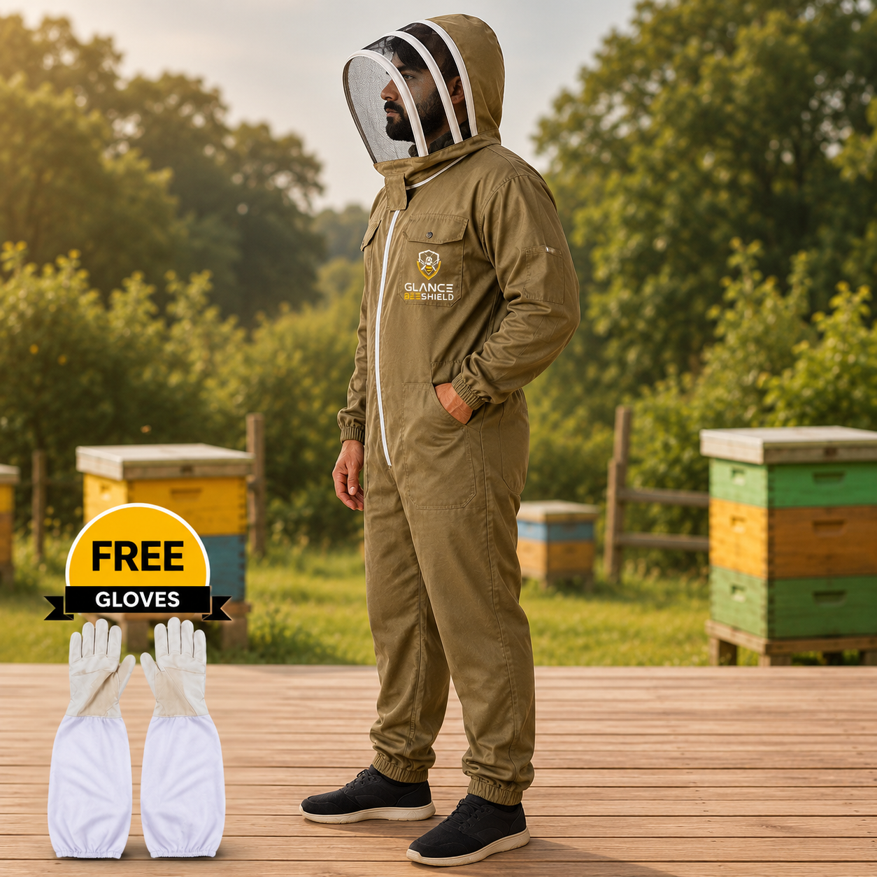 Cotton Beekeeping Suit - Khaki Brown