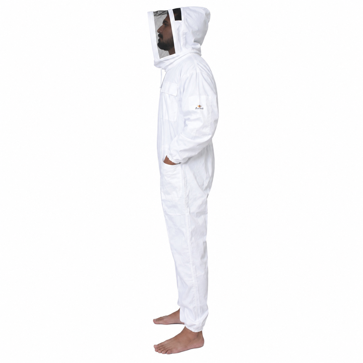 Cotton Beekeeping Suit with Veil & Gloves - White
