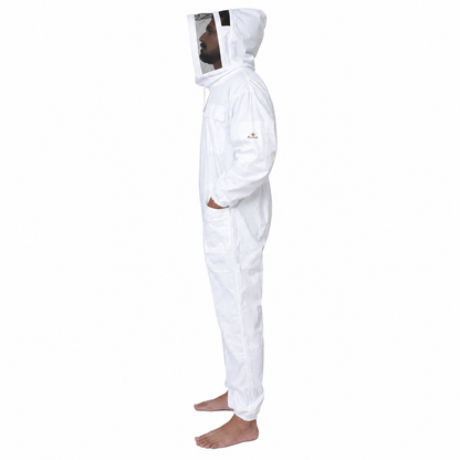 Cotton Beekeeping Suit with Veil & Gloves - White