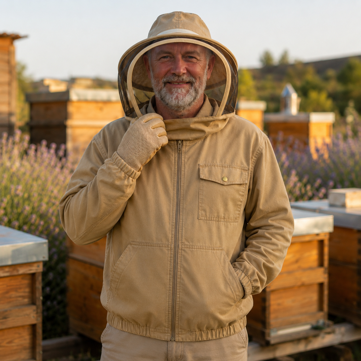 Cotton Bee Keeping Jacket - Khaki Brown