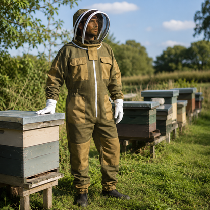 Premium Ventilated Bee Keeping Suit – Khaki Brown